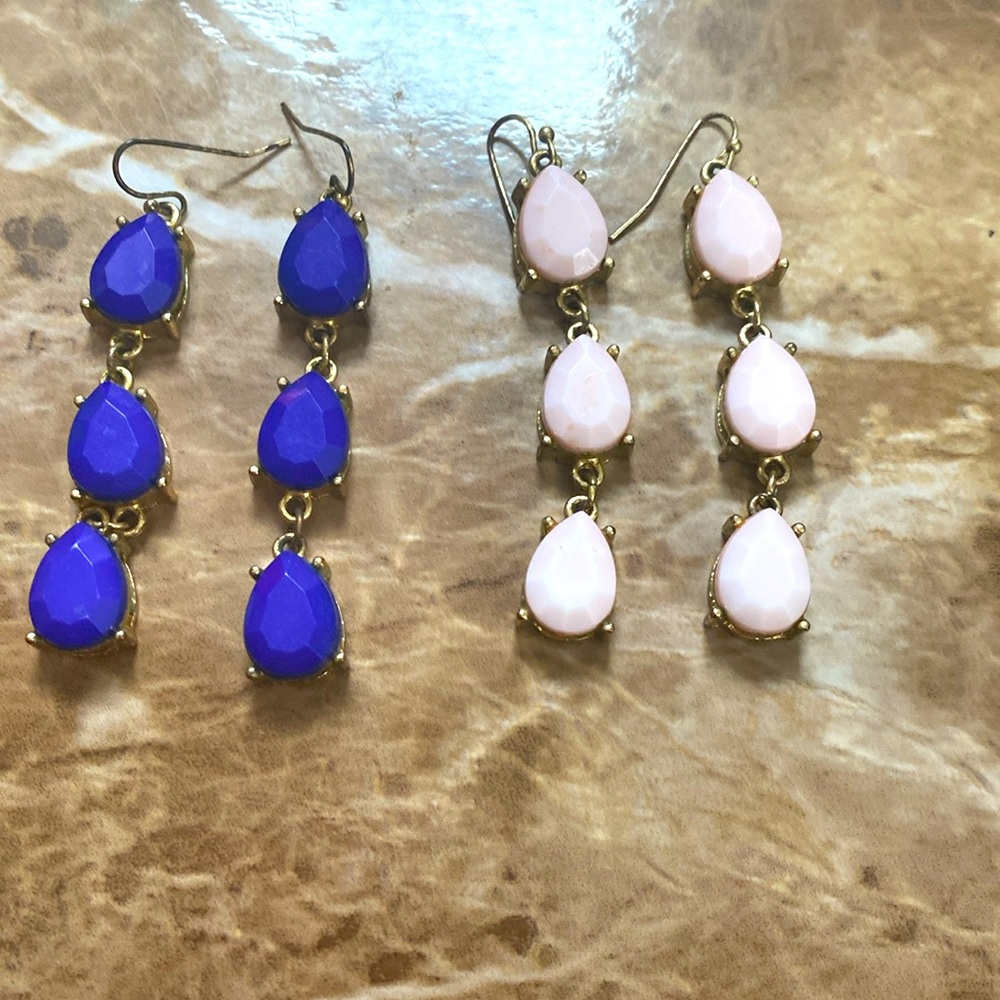 2 pairs of Triple Tear Drop Dangle Earrings